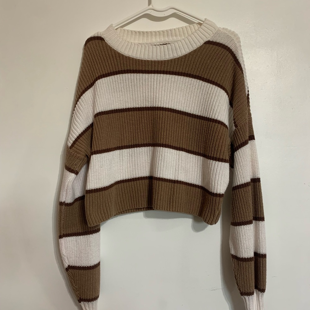 Striped Brown and White Women's Sweater
